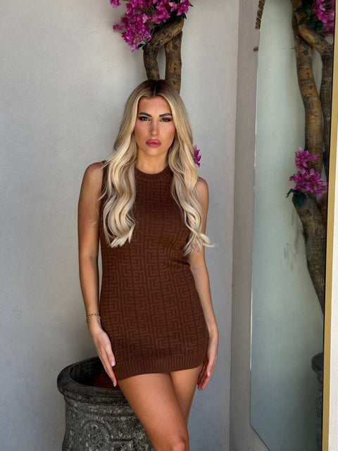 Alina Knit Mini Dress - Chocolate