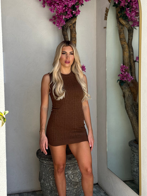 Alina Knit Mini Dress - Chocolate